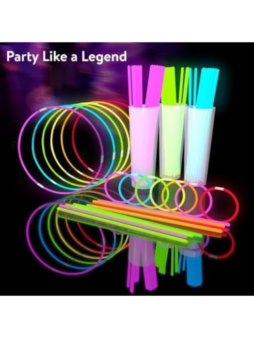 1200pcs Glow Sticks Party Pack - 8" Light Sticks, Connectors, DIY Bracelets - Picture 2 of 6